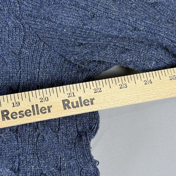 Polo Ralph Lauren Sweater Mens Large Blue Cable Knit Silk Crewneck Pullover - Picture 8 of 11